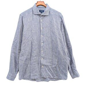 Eaton Contemporary Linen Shirt Mens Light Blue Long Sleeve Button Down Size XL